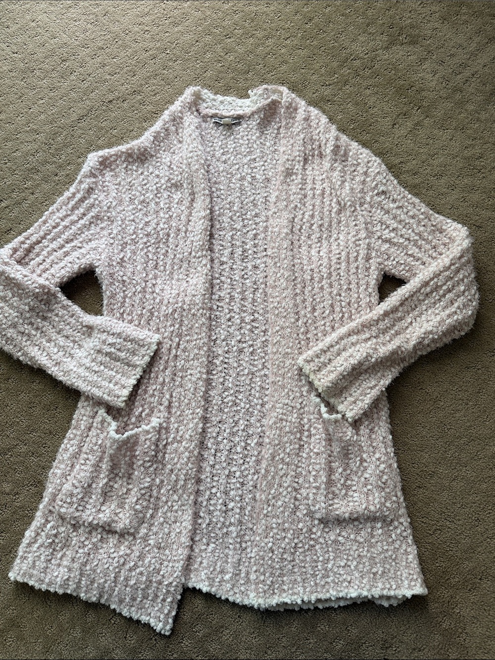 Pink and white eyelash cardigan, large